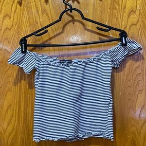 Off the shoulder striped shirt